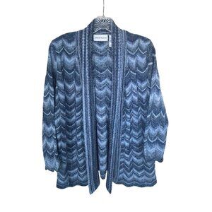 Alfred Dunner Chevron Knit Cardigan Sweater Size Small Open Front